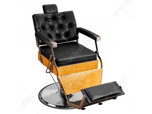 Cadeira Barbeiro Poltrona Reclinável Apoio Pés Preta Marrom