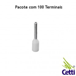 Terminal Tubular Ilhós 0,5 mm² Branco Simples 14717 - 100 unidades