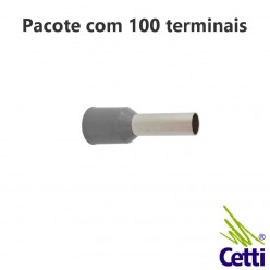 Terminal Tubular Ilhós 0,75 mm² Cinza Simples 14719 - 100 unidades