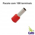 Terminal Tubular Ilhós 1 mm² Vermelho Simples 14720 - 100 Unidades