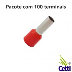 Terminal Tubular Ilhós 1 mm² Vermelho Simples 14720 - 100 Unidades