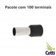 Terminal Tubular Ilhós 1,5 mm² Preto Simples 147121- 100 unidades