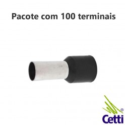 Terminal Tubular Ilhós 1,5 mm² Preto Simples 147121- 100 unidades