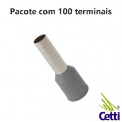 Terminal Tubular Ilhós 4 mm² Cinza Simples 14733 - 100 unidades