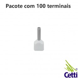 Terminal Tubular Ilhós Duplo 0,5 mm² Branca 14767 - 100 unidades