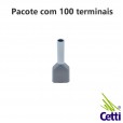 Terminal Tubular Ilhós Duplo 0,75 mm² Cinza 14768 - 100 unidades