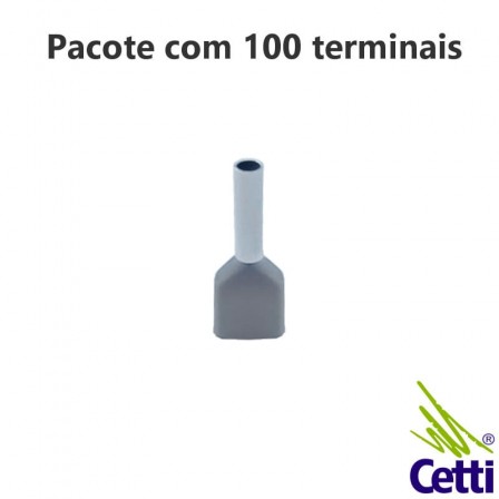 Terminal Tubular Ilhós Duplo 0,75 mm² Cinza 14768 - 100 unidades