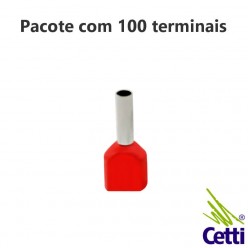 Terminal Tubular Ilhós Duplo 1 mm² Vermelho 14769 - 100 unidades