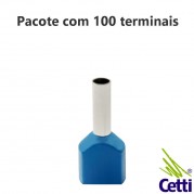 Terminal Tubular Ilhós Duplo 2,5 mm² Azul 14771 - 100 unidades