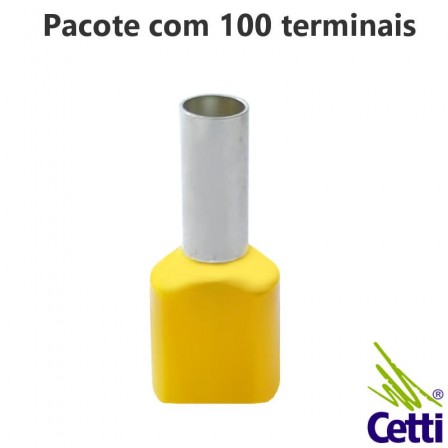 Terminal Tubular Ilhós Duplo 6 mm² Amarelo 14773 - 100 unidades