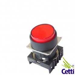 Botão de Comando Vermelho Redondo 16 mm Iluminado Pulso com Retorno Autonics S16PR-E3R