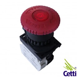 Botão de Emergência Cogumelo Vermelho com Trava Iluminado 1NF 22mm Autonics S2ER-E4RBD