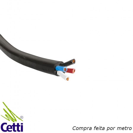Cabo PP Preto 4x16mm 1kV Cobrecom - 1 metro