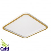 Plafon de Sobrepor LED Quadrado 45W Branco e Dourado Moderno Cinderella PLAF2021/400D