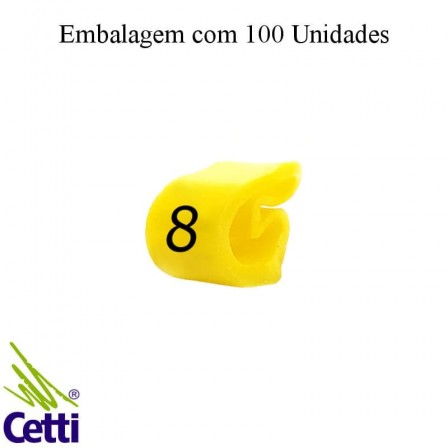 Identificador de Fio Elétrico Anilha Número 8 de 0,3 a 1,5 mm²– Hellerman Tyton MHG1/3 – 100 Unidades