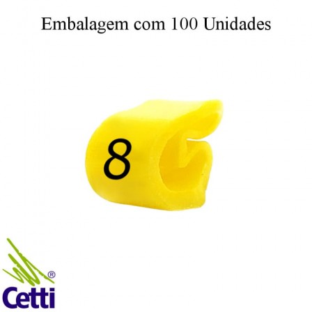 Identificador de Fio Elétrico Anilha Número 8 de 4 a 16 mm²– Hellerman Tyton MHG4/9 – 100 Unidades