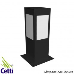 Luminária para Jardim Poste Balizador Preto em Alumínio Quadrado 30 cm Ideal PA130PT