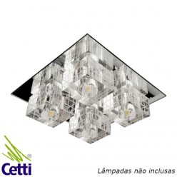 Luminária de Teto Plafon de Sobrepor Quadrado de Vidro Cromado G9 Itamonte PL-014/4.30/EP