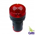 Sinaleiro LED Vermelho com Alarme Sonoro 24VCC 22 mm