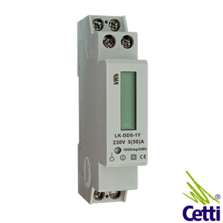 Medidor de Consumo de Energia Elétrica Digital Monofásico 230VCA 50A para Trilho DIN 35 mm