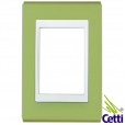 Placa 4x2 Cor Verde Pistache com Moldura Branca para 3 Módulos WEG Refinatto 13977925