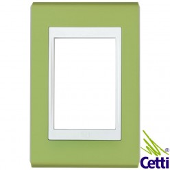 Placa 4x2 Cor Verde Pistache com Moldura Branca para 3 Módulos WEG Refinatto 13977925