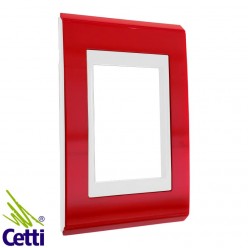 Placa 4x2 Vermelha Rubi com Moldura Branca para 3 Módulos WEG Refinatto 13978018