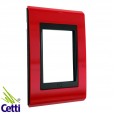 Placa 4x2 Vermelha Rubi com Moldura Preta para 3 Módulos WEG Refinatto 13978046