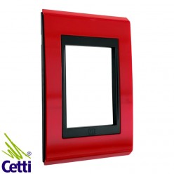 Placa 4x2 Vermelha Rubi com Moldura Preta para 3 Módulos WEG Refinatto 13978046