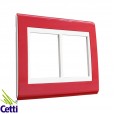 Placa 4x4 Vermelho Rubi com Moldura Branca para 6 Módulos WEG Refinatto 13978486