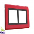 Placa 4x4 Vermelho Rubi com Moldura Preta para 6 Módulos WEG Refinatto 13978544