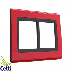 Placa 4x4 Vermelho Rubi com Moldura Preta para 6 Módulos WEG Refinatto 13978544
