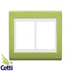 Placa 4x4 Verde Pistache com Moldura Branca para 6 Módulos WEG Refinatto 13978321