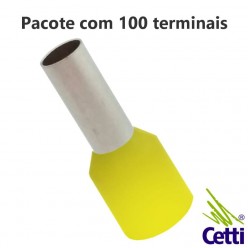 Terminal Tubular Ilhós 25 mm² Amarelo Simples 14747 - 100 unidades