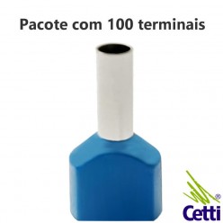 Terminal Tubular Ilhós Duplo 16 mm² Azul 14775 - 100 unidades