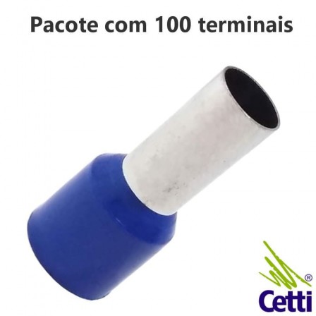 Terminal Tubular Ilhós 50 mm² Azul Simples 16.520 - 100 unidades