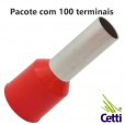 Terminal Tubular Ilhós 95 mm² Vermelho Simples 16.580 - 100 unidades