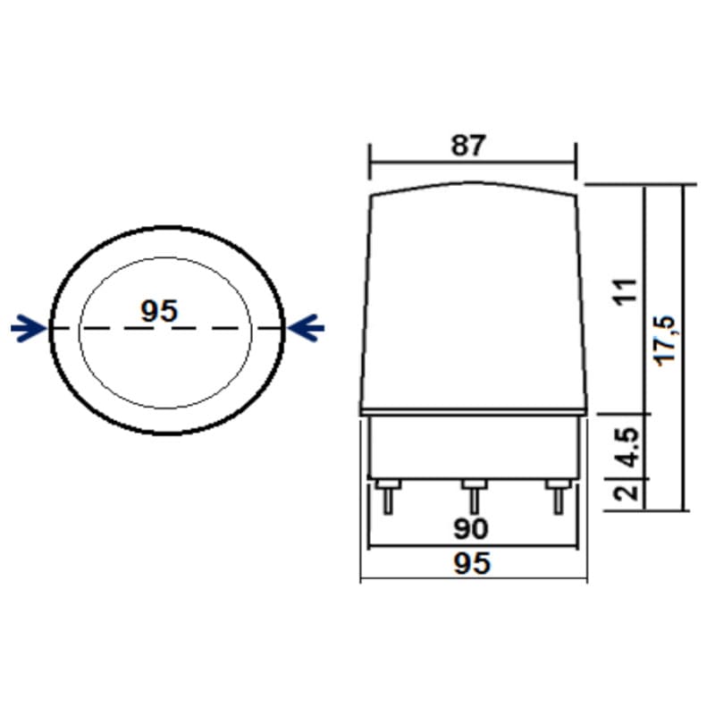 Rotativo LED base DIN 12/24V