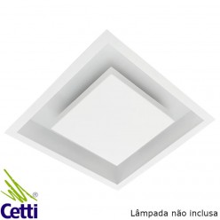Luminária de Teto Plafon de Embutir Quadrado p/ Quarto Branco Luz Indireta Itamonte 2041/38/3E27BTBT