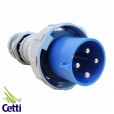 Plug para Tomada Industrial WEG 63A 3P+T de 200V a 250V 9 Horas Azul PIW-63P4H9E57