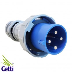 Plug para Tomada Industrial WEG 63A 3P+T de 200V a 250V 9 Horas Azul PIW-63P4H9E57
