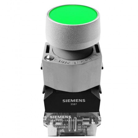 Botão Comando Iluminado Verde 24VCC-CA  1NA Siemens 3SB7133-0DB40-1BA0