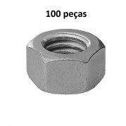 Porca Sextavada 1/4 - Kit com 100 Unidades
