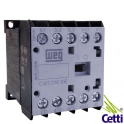 Mini Contator WEG 24VCC 16A Tripolar e 1 Contato Auxiliar NA CWC016-10-30C03