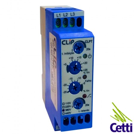 Monitor de Tensão Trifásico e Rele Falta Fase 380VCA CLPT Clip
