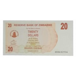 Cédula 20 Dollars - Zimbabwe - 2007