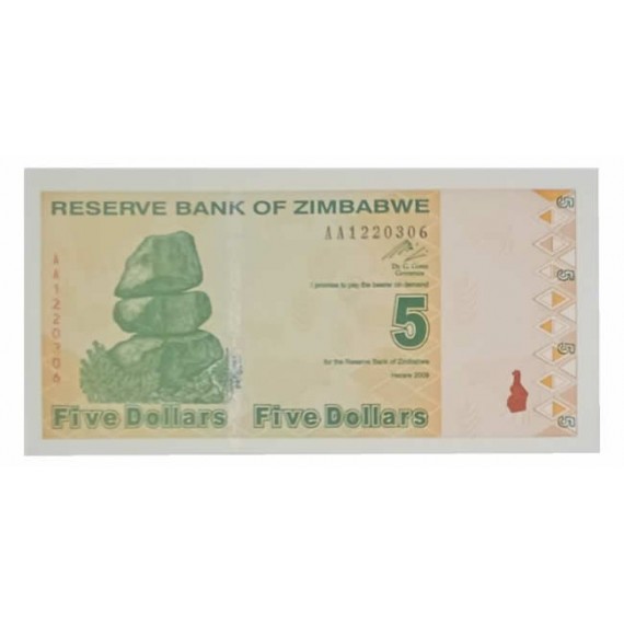Cédula 5 Dollars - Zimbabwe - 2009