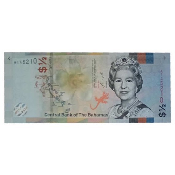 Cédula 1/2 dolar - bahamas - 2000