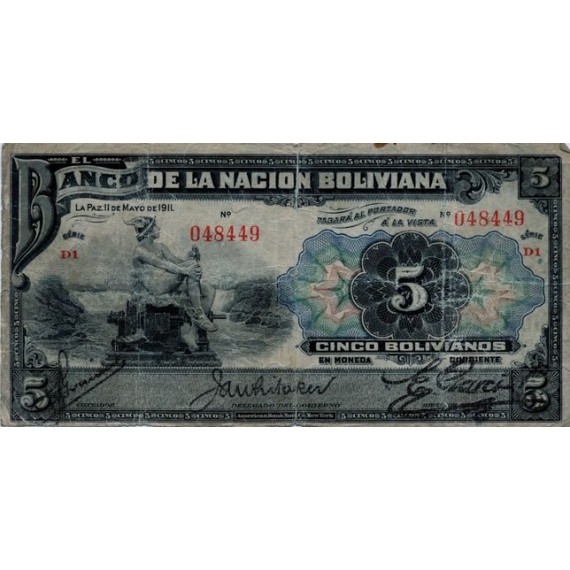 5 Bolivianos - Bolívia - 1911