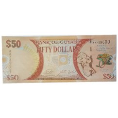 Cédula 50 dollars - guiana - 1966-2016 - Comemorativa